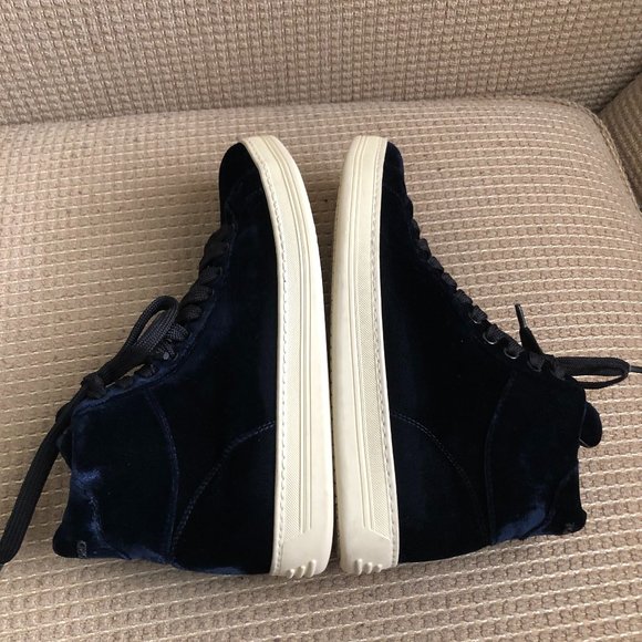 TOM FORD Russel Velvet Men\'s High-Top Navy Boots main image 8